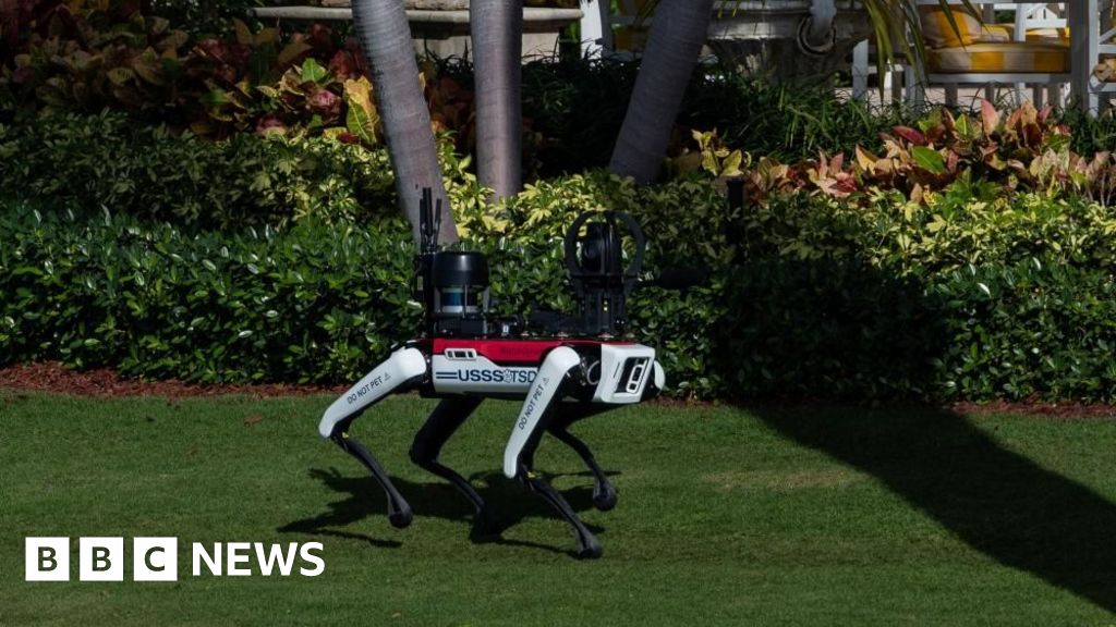 På patrull vid Mar-a-Lago har robothundar sitt ögonblick